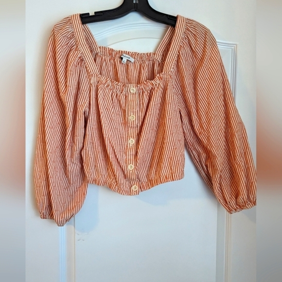Madewell Tops - Madewell orange and white striped cropped top size small. Like new